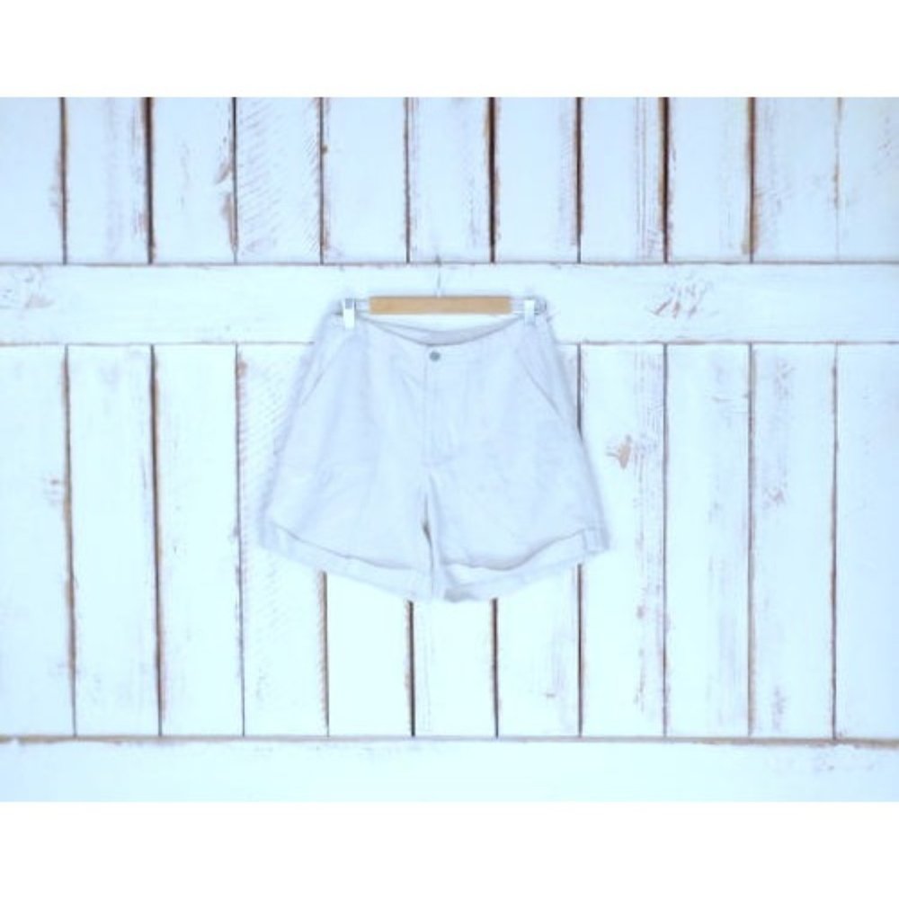 Liz Claiborne cotton linen cuffed shorts/ivory/beige linen shorts/10